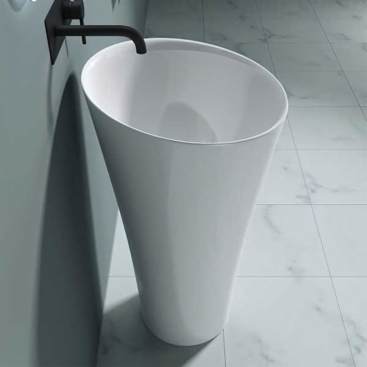 Lavoar stativ EGO 33, Alb, lucios, 42x42x85 cm, montaj podea, compozit marmura