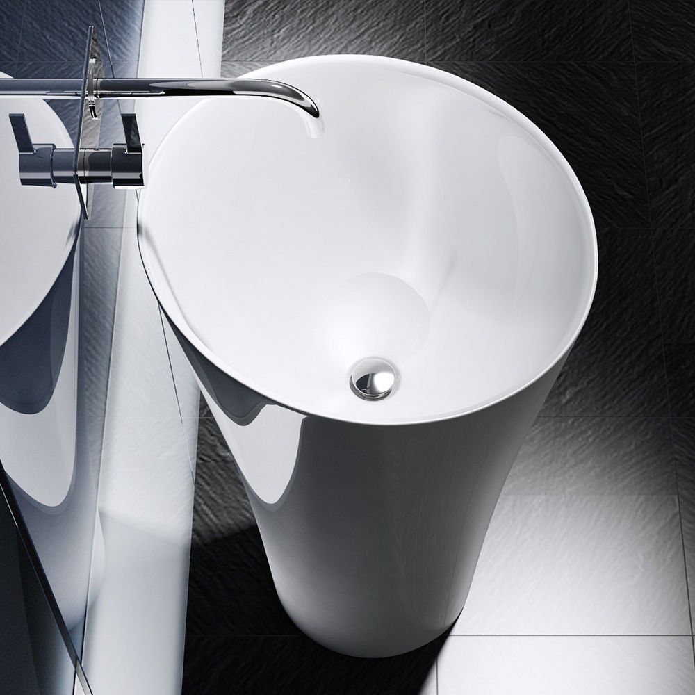Lavoar stativ EGO 33, Alb, lucios, 42x42x85 cm, montaj podea, compozit marmura