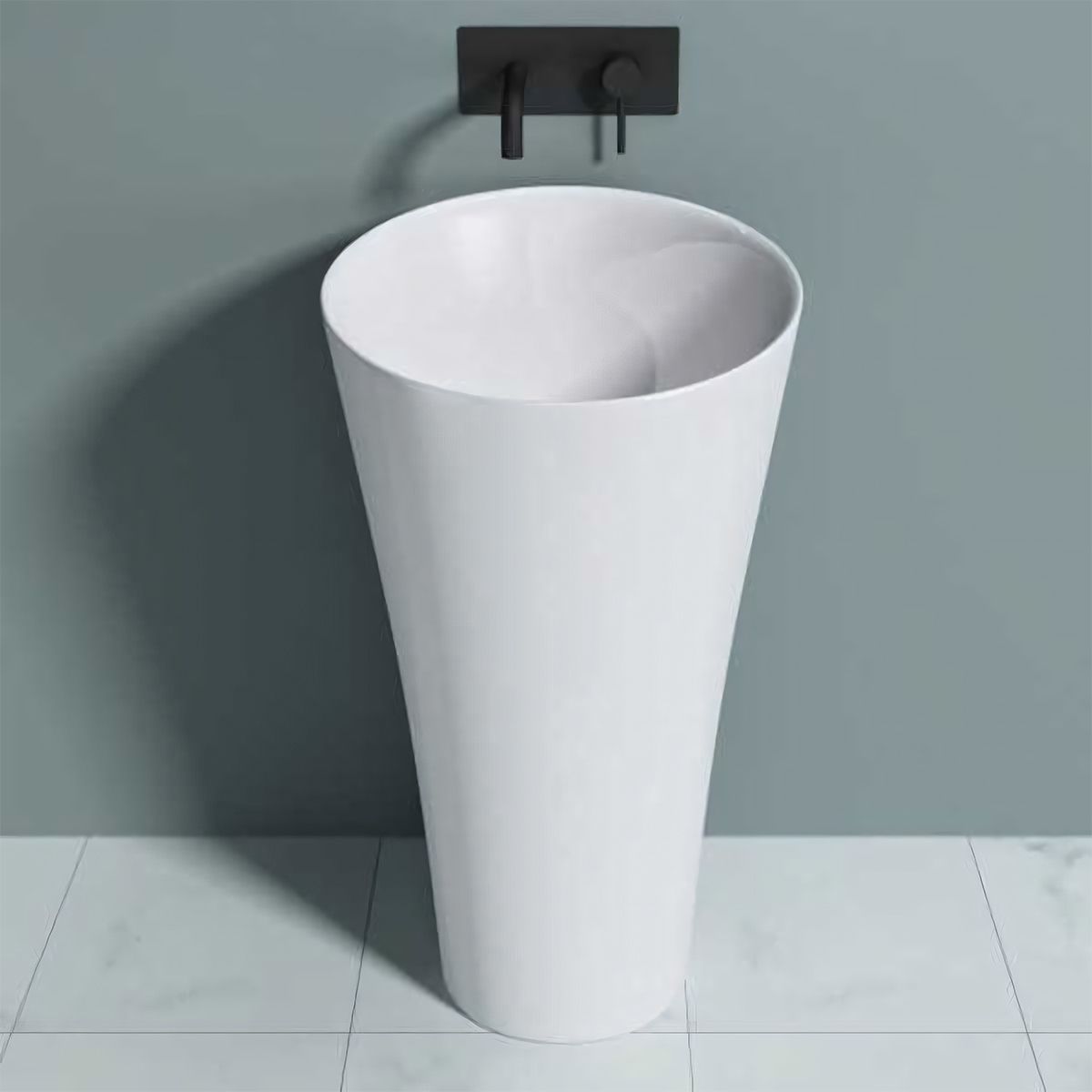 Lavoar stativ EGO 33, Alb, lucios, 42x42x85 cm, montaj podea, compozit marmura
