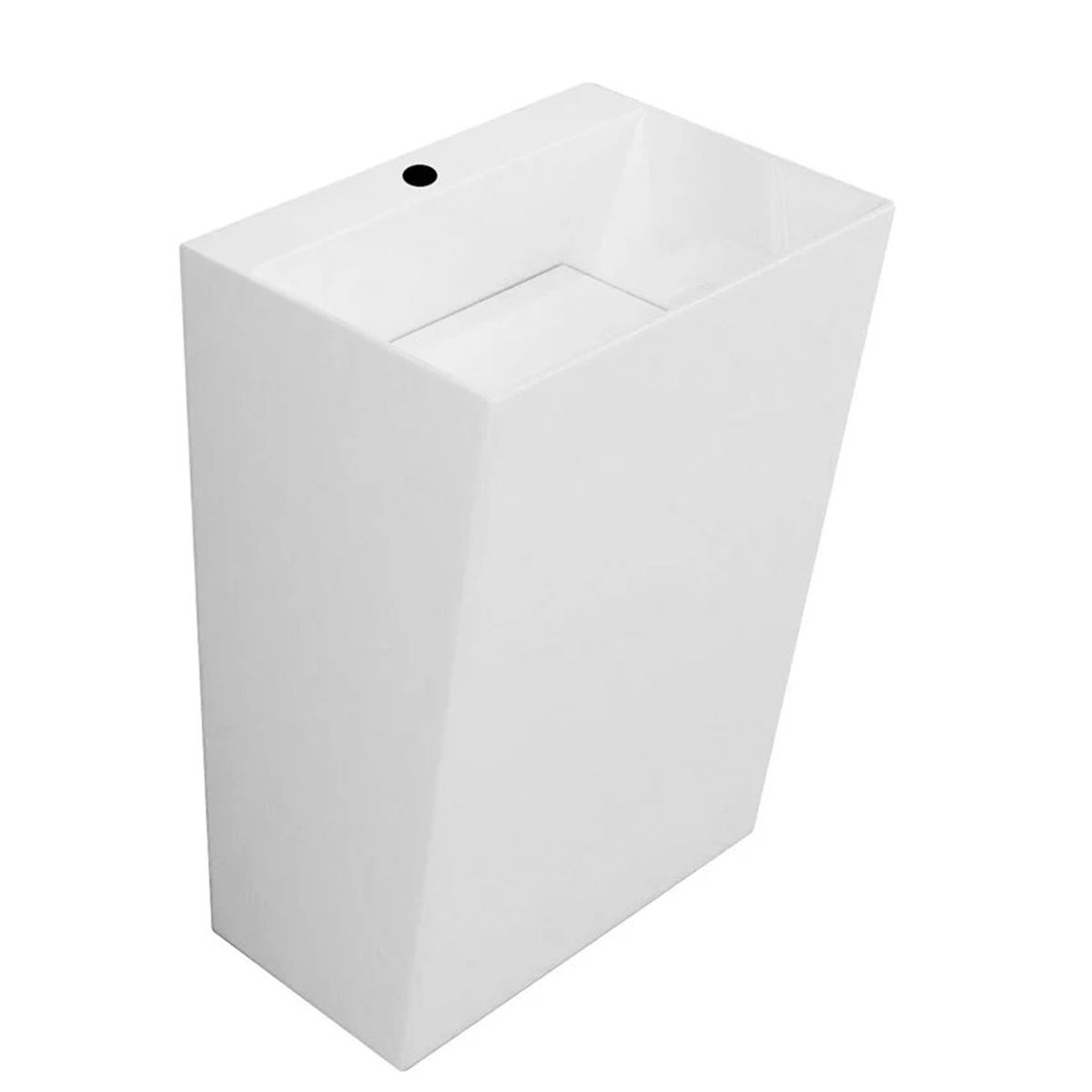 Lavoar stativ EGO 40, Resigilat, Alb Lucios, 55x42x85 cm, montaj pe podea, compozit de marmura, cu gaura baterie