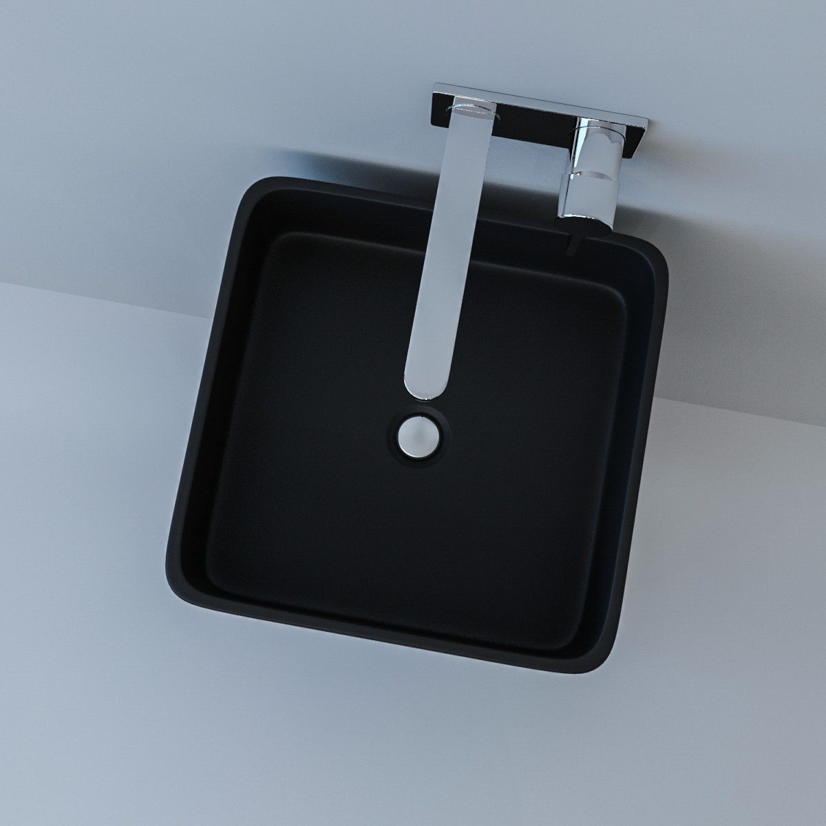 Lavoar stativ EGO Bufon, Negru mat, Power Colour, 40x40x85 cm, montaj pe podea, ceramica sanitara