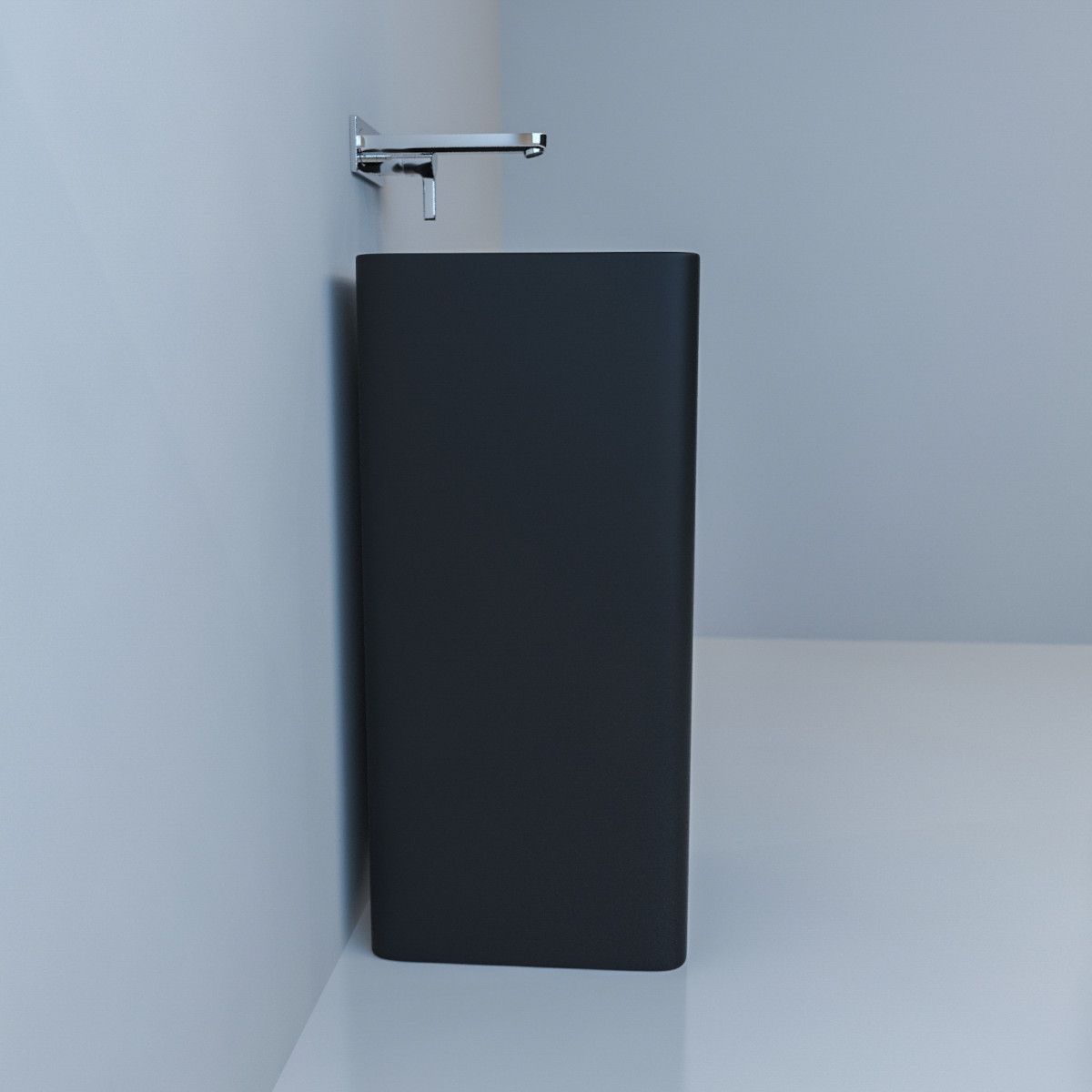 Lavoar stativ EGO Bufon, Negru mat, Power Colour, 40x40x85 cm, montaj pe podea, ceramica sanitara
