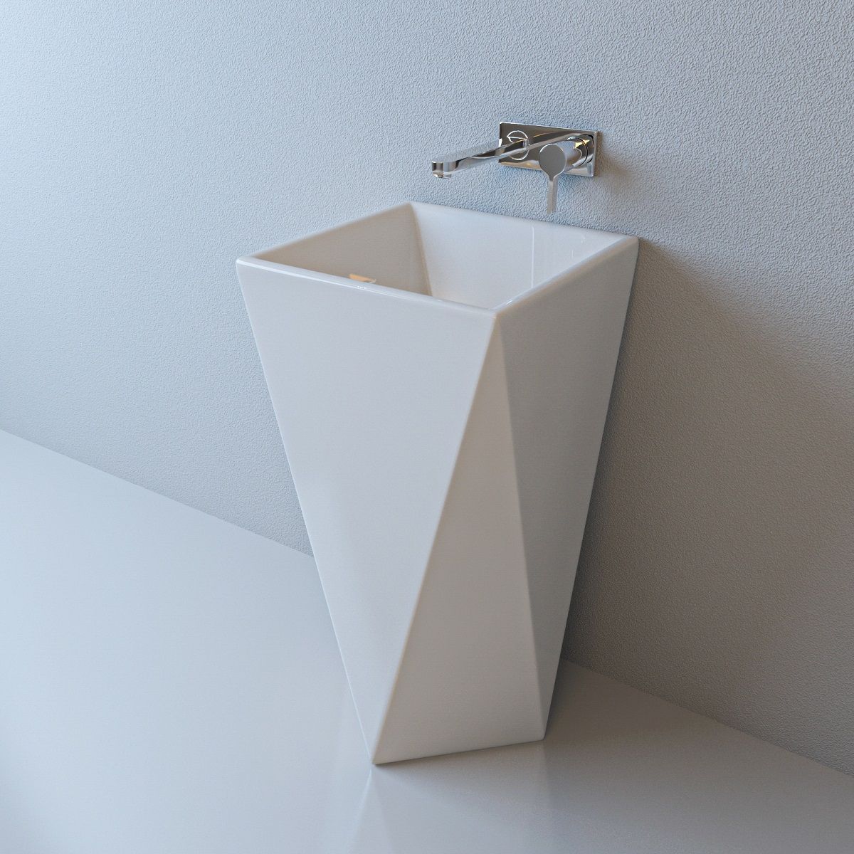 Lavoar stativ Enrico, Alb, 47x47x83 cm, montaj pe podea, ceramica sanitara