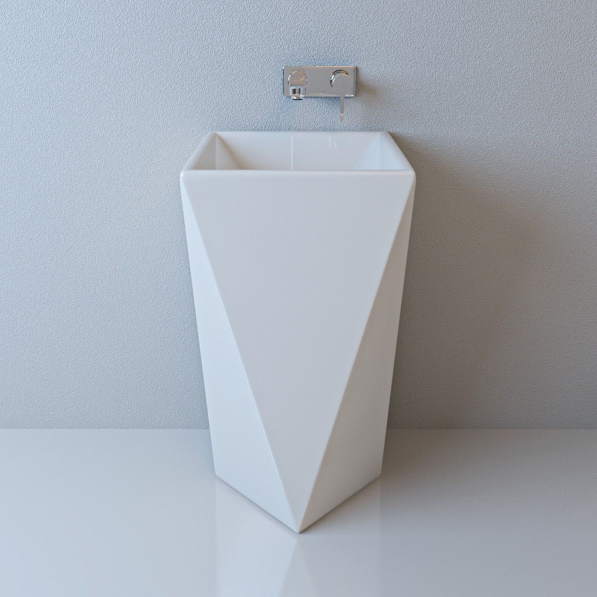 Lavoar stativ Enrico, Alb, 47x47x83 cm, montaj pe podea, ceramica sanitara