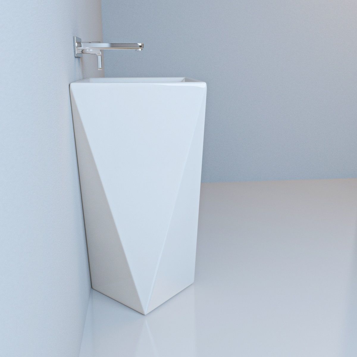 Lavoar stativ Enrico, Alb, 47x47x83 cm, montaj pe podea, ceramica sanitara