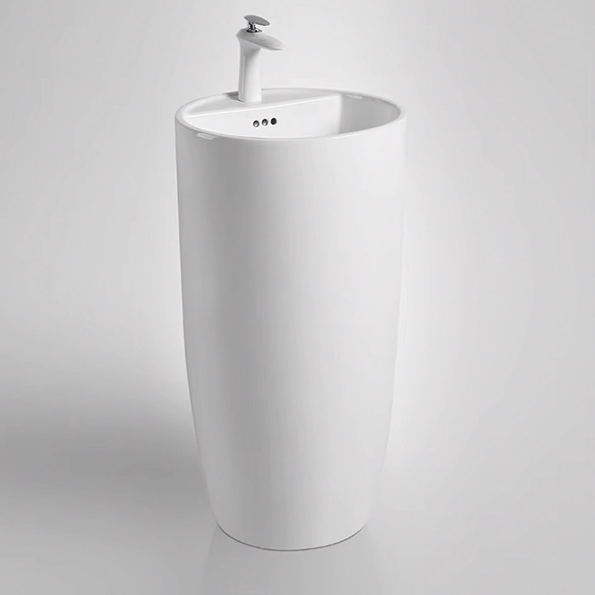Lavoar stativ Fida, Alb, 45x45x85 cm, montaj pe podea, ceramica sanitara