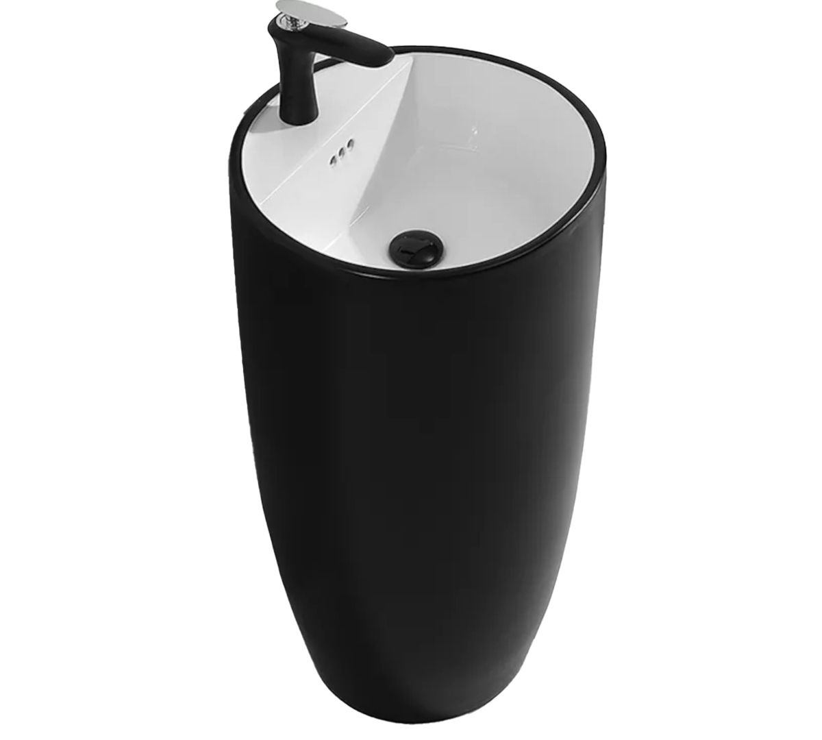 Lavoar stativ Fida, Negru exterior si Alb interior, 45x45x85 cm, montaj pe podea, ceramica sanitara