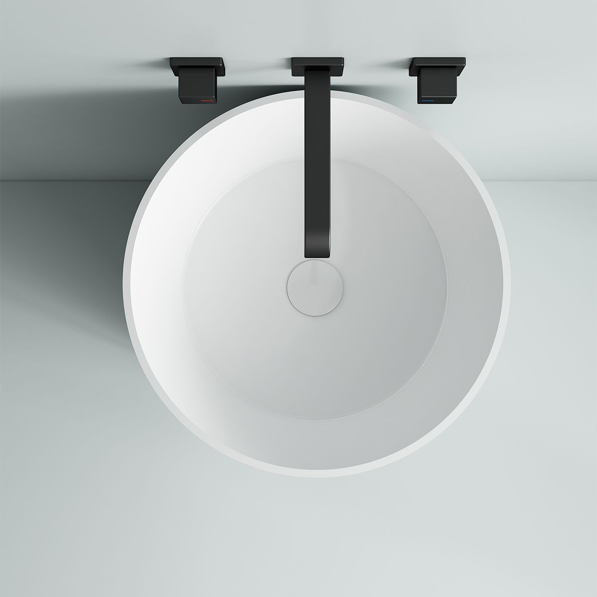 Lavoar stativ, freestanding, Alb Lucios, 44x46x85 cm, ceramica sanitara, Ontario