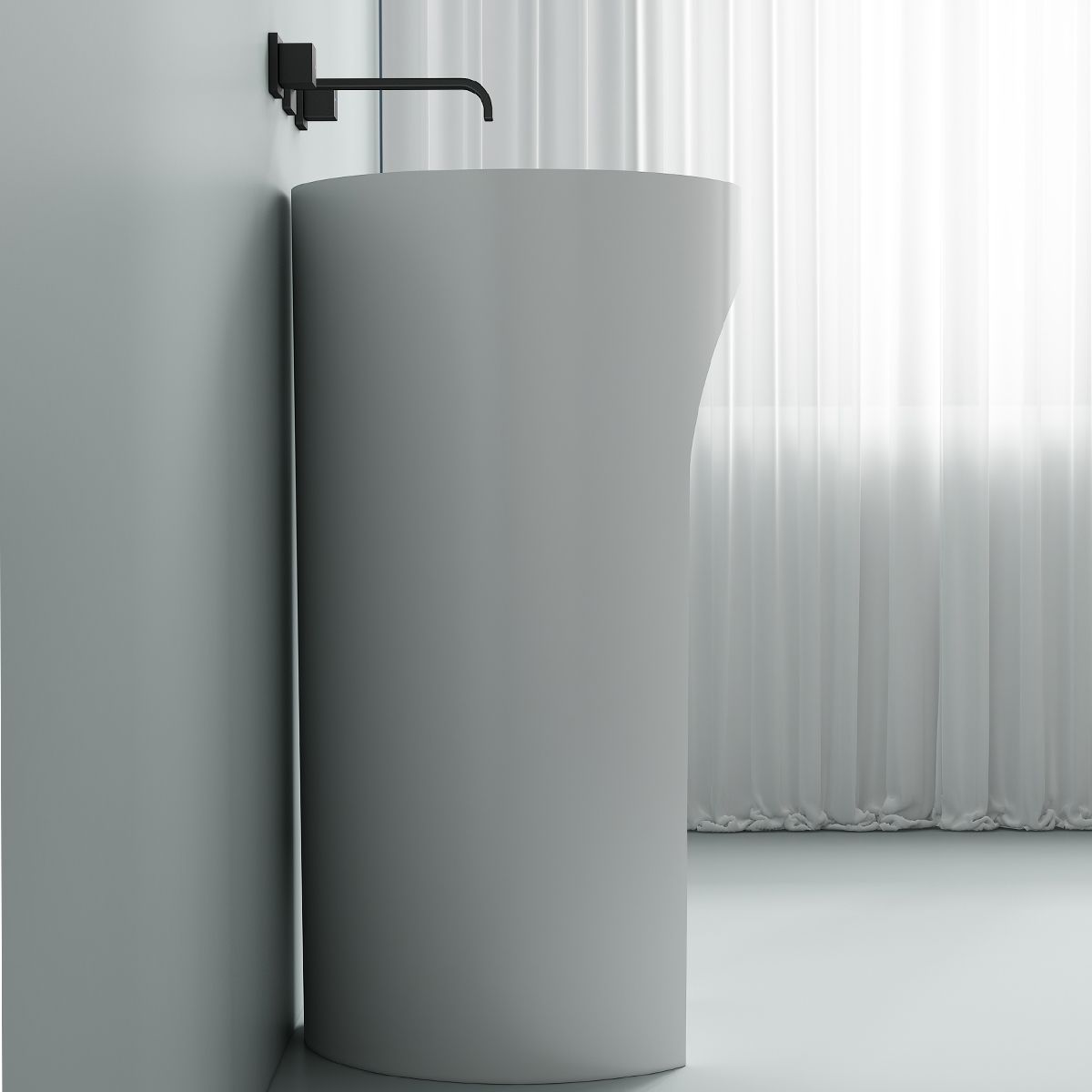 Lavoar stativ, freestanding, Alb Lucios, 44x46x85 cm, ceramica sanitara, Ontario