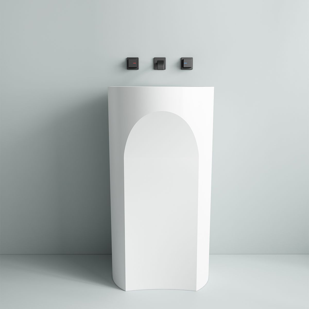Lavoar stativ, freestanding, Alb Lucios, 44x46x85 cm, ceramica sanitara, Ontario
