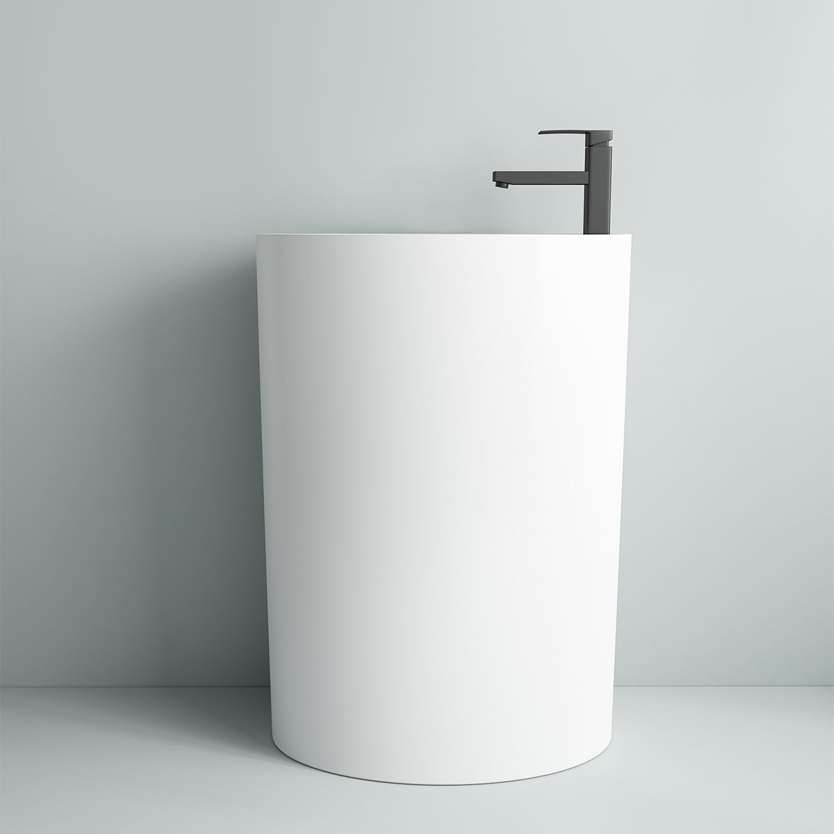 Lavoar stativ, freestanding, Alb Lucios, 61x39x85 cm, cu gaura de baterie, Imperia
