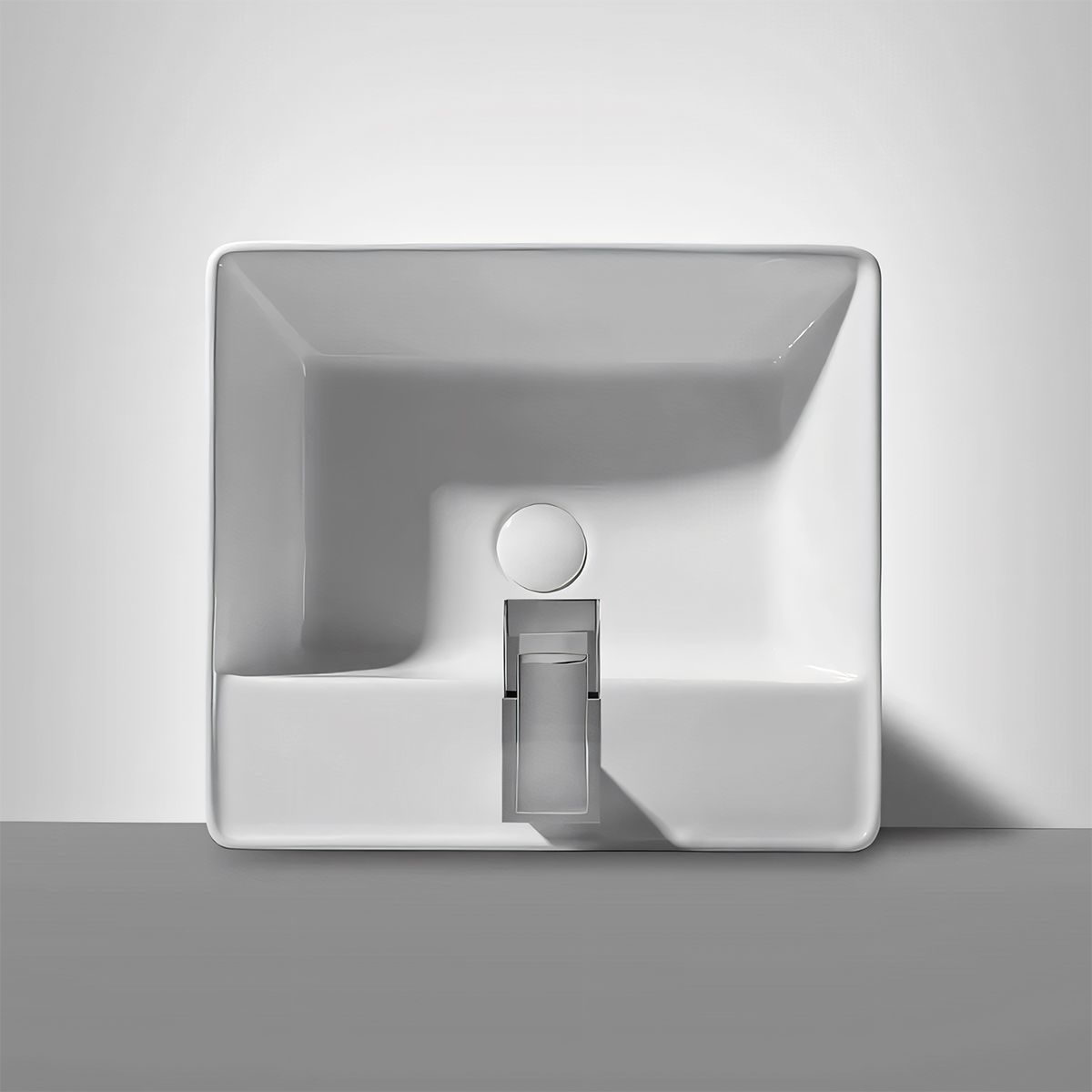 Lavoar stativ, freestanding, Alb Lucios, ceramica sanitara, 46.5 x 42.5 x 84 cm , gaura baterie, Roma