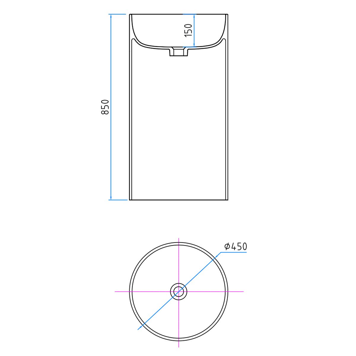 Lavoar stativ, freestanding, CristalMood, culoarea Rosu Visiniu, transparent, 45x45x85 cm, ventil inclus, Sole