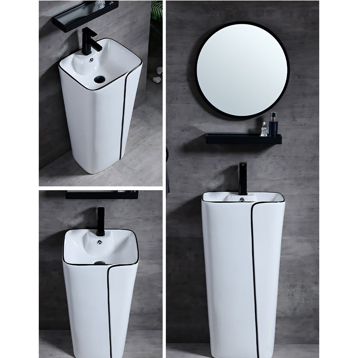 Lavoar stativ Lazio, 43x36x86 cm, montaj pe podea, cu gaura de baterie, ceramica sanitara, Royalty Line by Ego