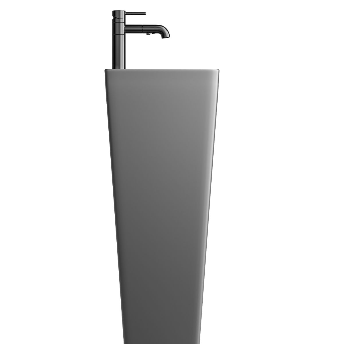 Lavoar stativ Lazio Gun Grey, 43x35x85 cm, montaj pe podea, cu gaura de baterie, ceramica sanitara, Royalty Line by Ego