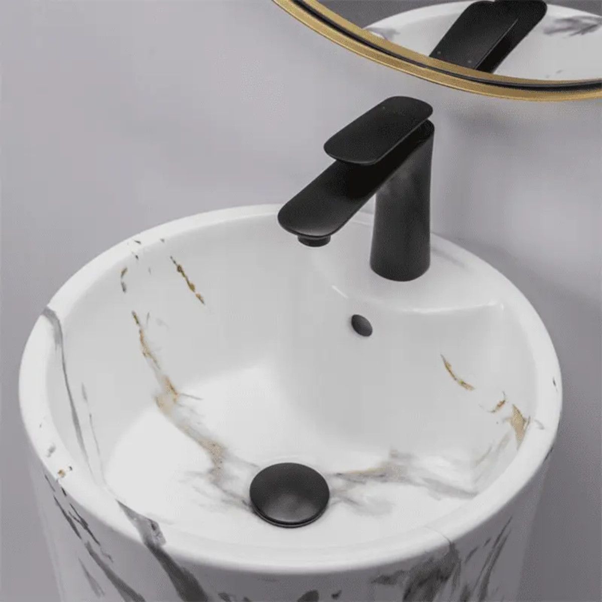 Lavoar stativ Lucia Marble, 40x40x84 cm, montaj pe podea, ceramica sanitara