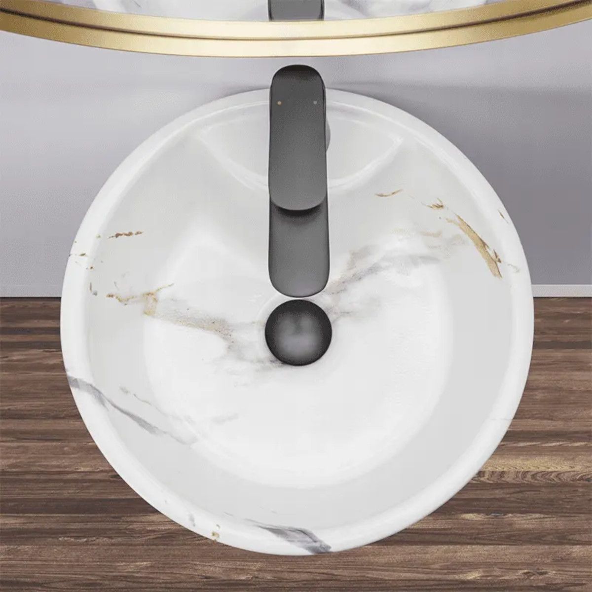 Lavoar stativ Lucia Marble, 40x40x84 cm, montaj pe podea, ceramica sanitara