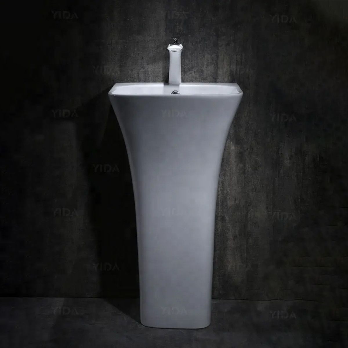 Lavoar stativ Novia, Alb, 45x43x84 cm,cu gaura de baterie, montaj pe podea, ceramica sanitara