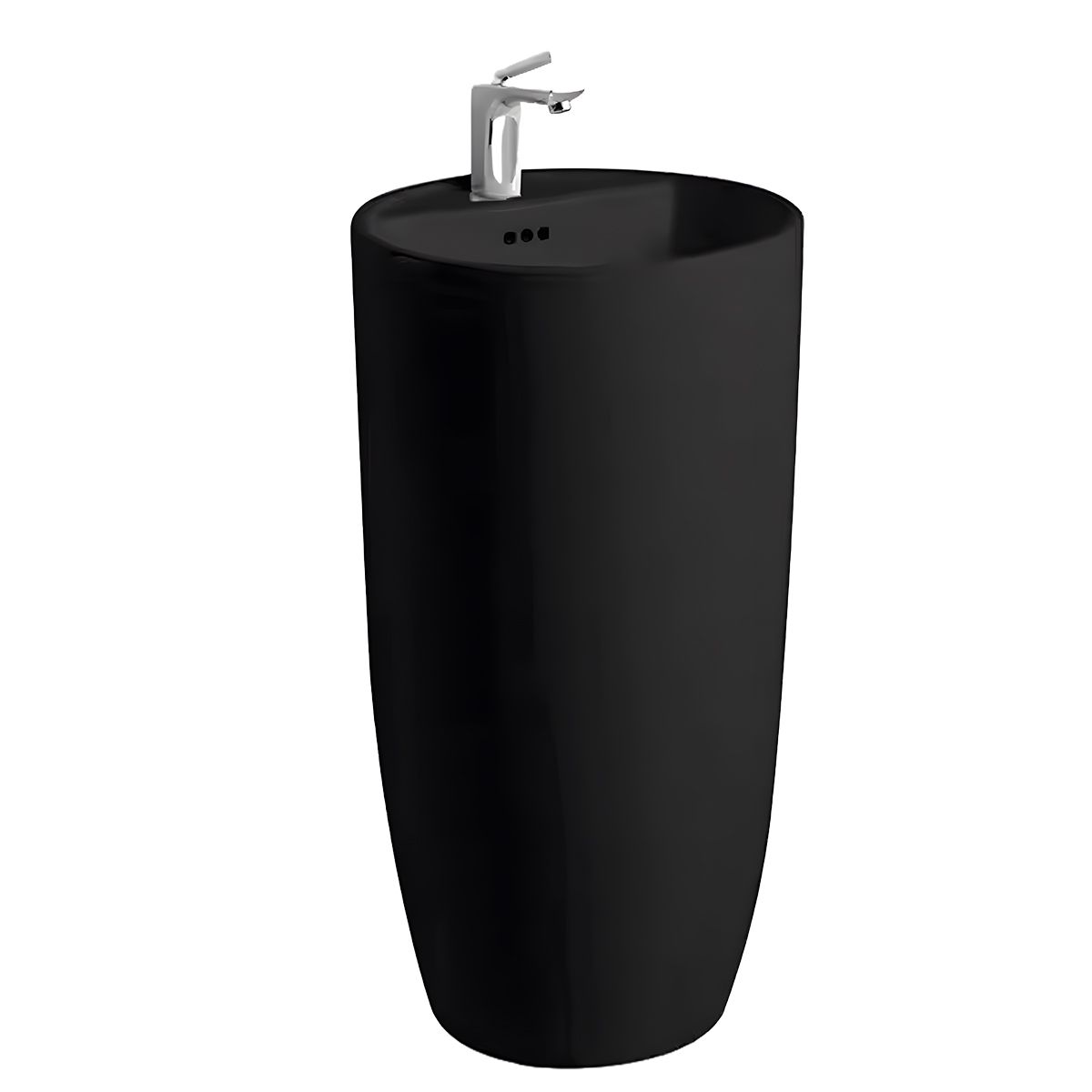 Lavoar stativ, Power Color, Negru Mat exterior si interior, 45x45x84 cm,  ceramica sanitara, Fida