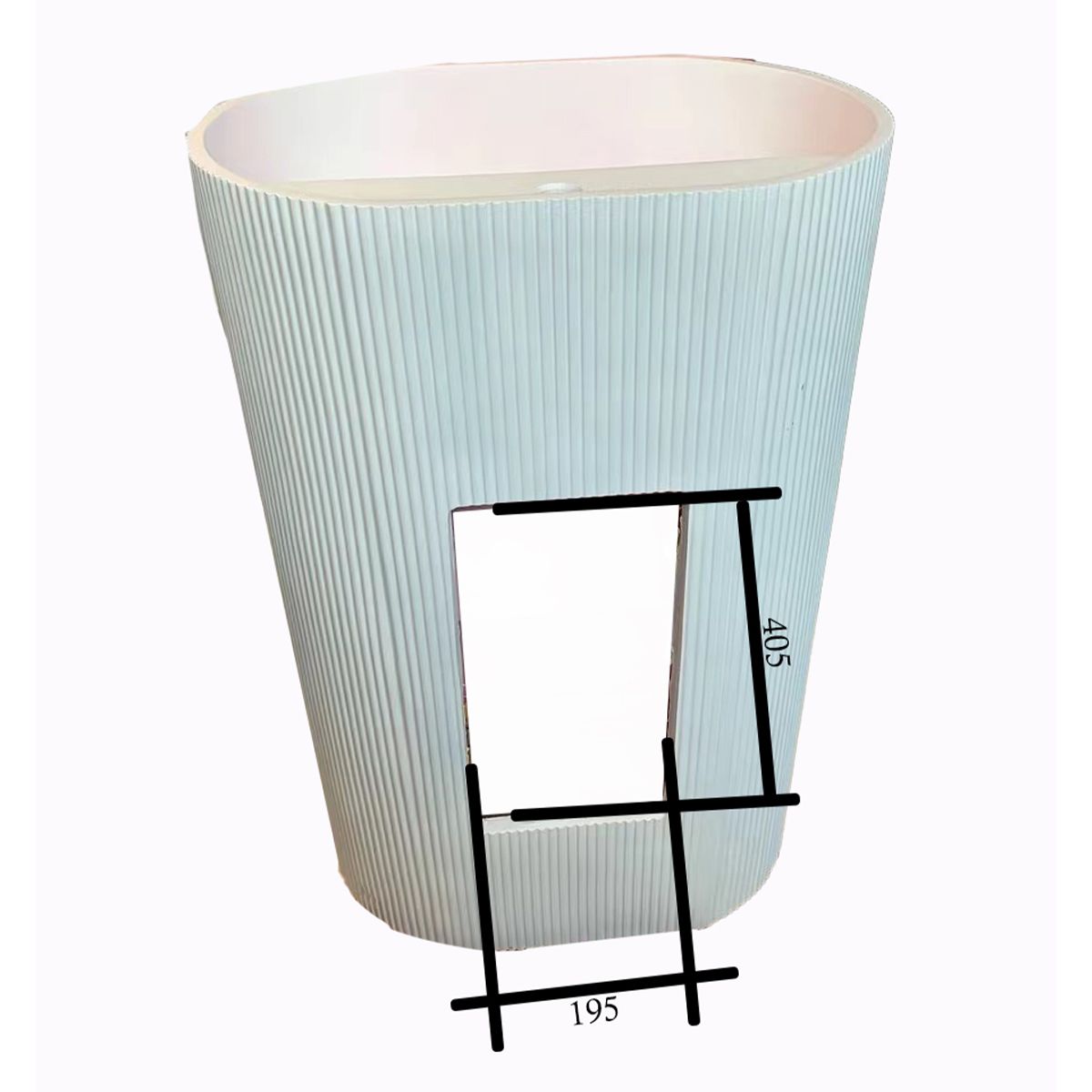 Lavoar stativ Vizini din compozit mineral, 2 spatii de depozitare Gri concrete, 57x40x86 cm, cu gaura de baterie