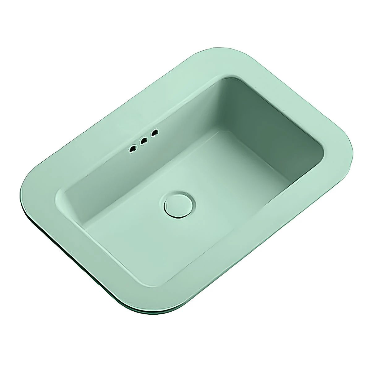 Lavoar, Verde Mint Mat, Power Color, montaj semi-incastrat, fara gaura de baterie, ceramica sanitara, 60x44 cm, Monza