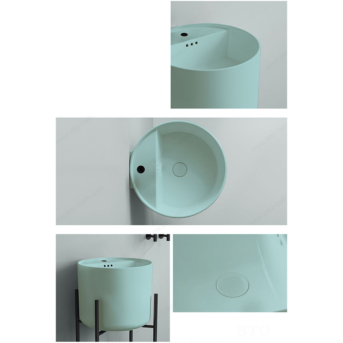 Lavoar Verde Mint Mat, Power Color, montaj suspendat sau pe blat, cu gaura de baterie 45x45 cm, Antilo