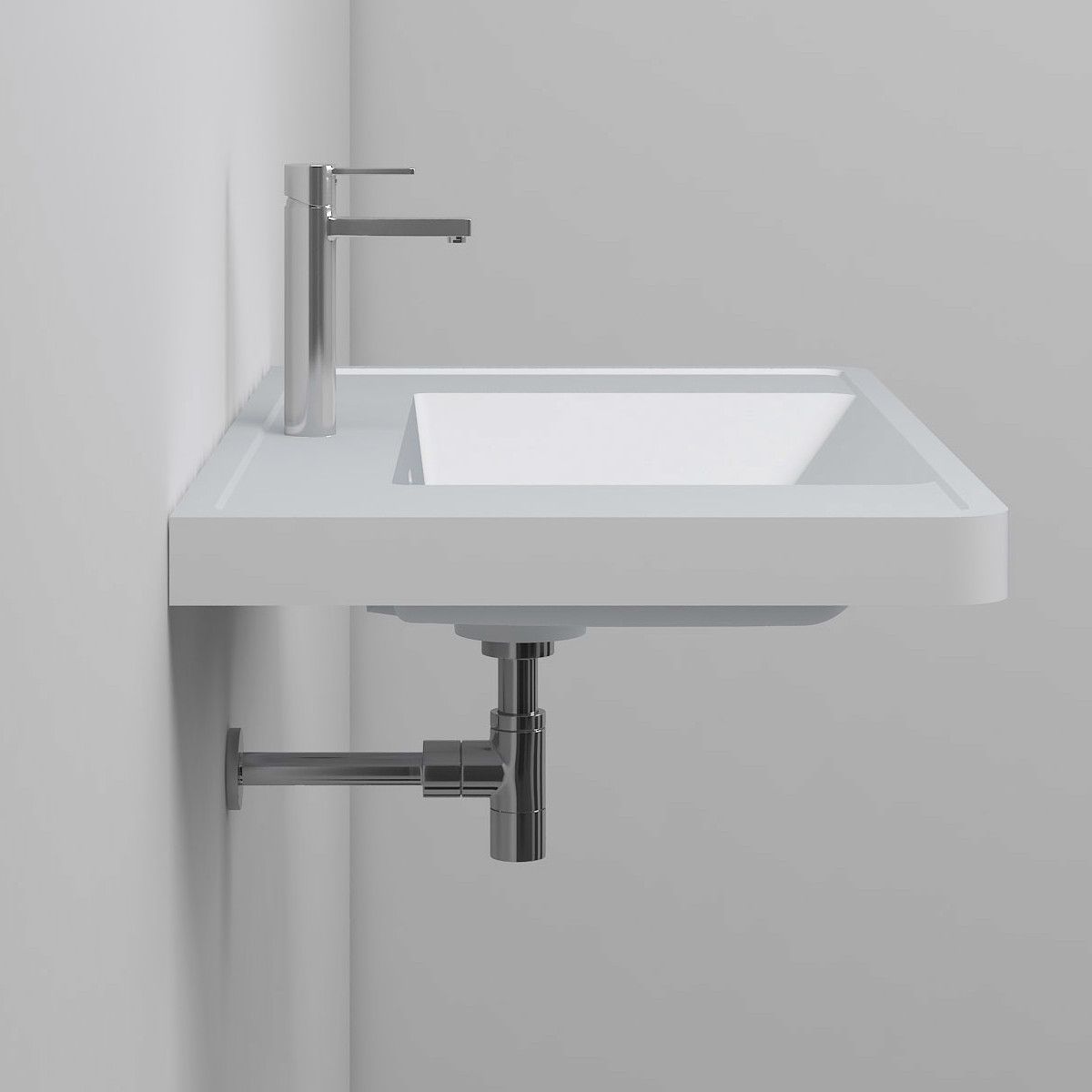 Lavoar Zara, compozit mineral, montaj suspendat sau semi-incastrat, cu gaura de baterie, 90x48 cm