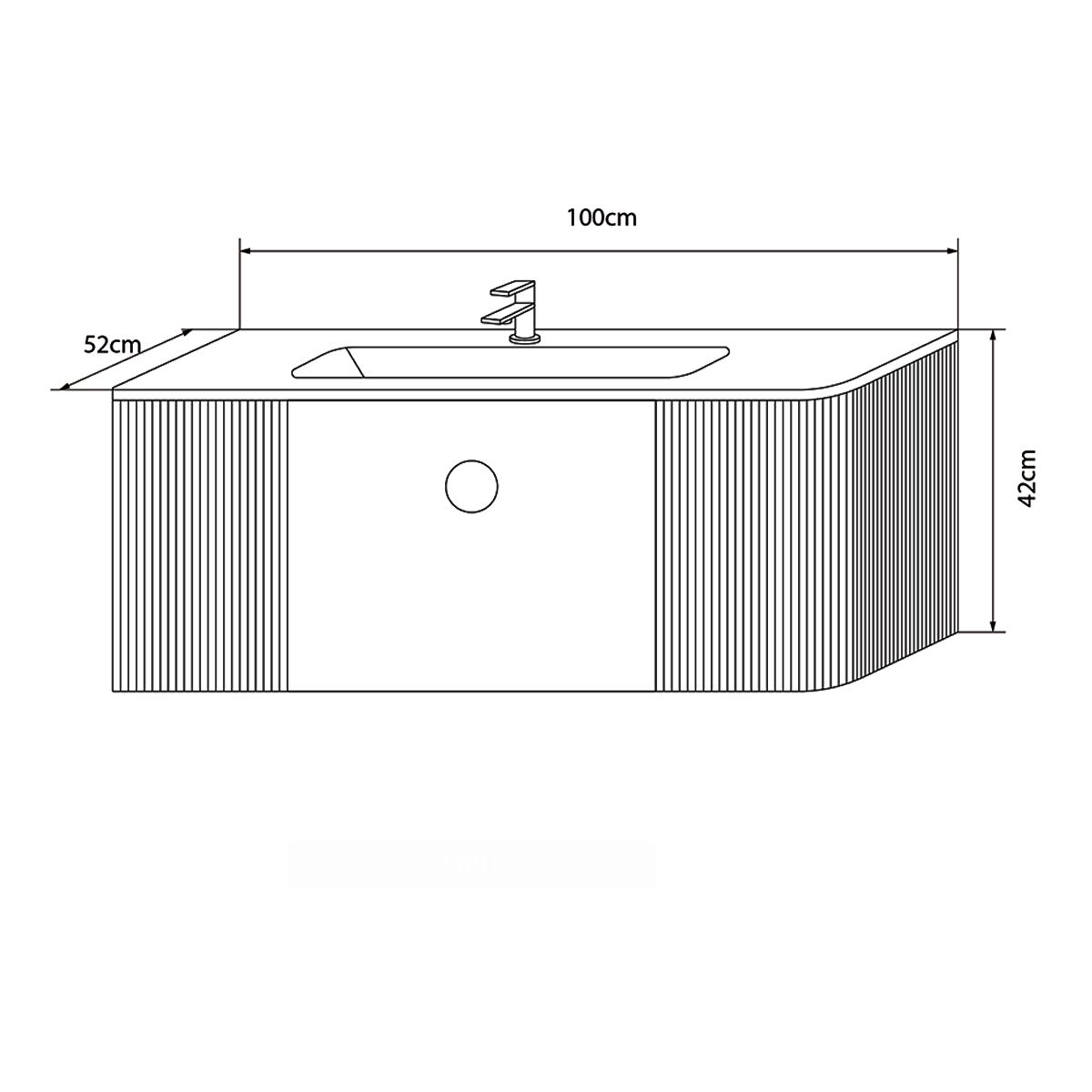 Mobilier baie din Mdf, cu lavoar din compozit corian, dimensiuni: 100 x 52 cm, inchidere Soft Close, Nest