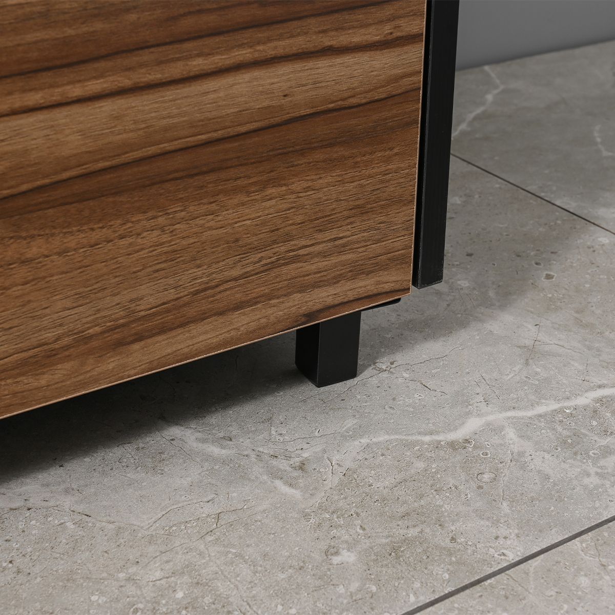 Mobilier de baie cu lavoar, Lemn stratificat, 100x46 cm, 2 sertare cu inchidere soft close, Finisaj stejar, Bianca
