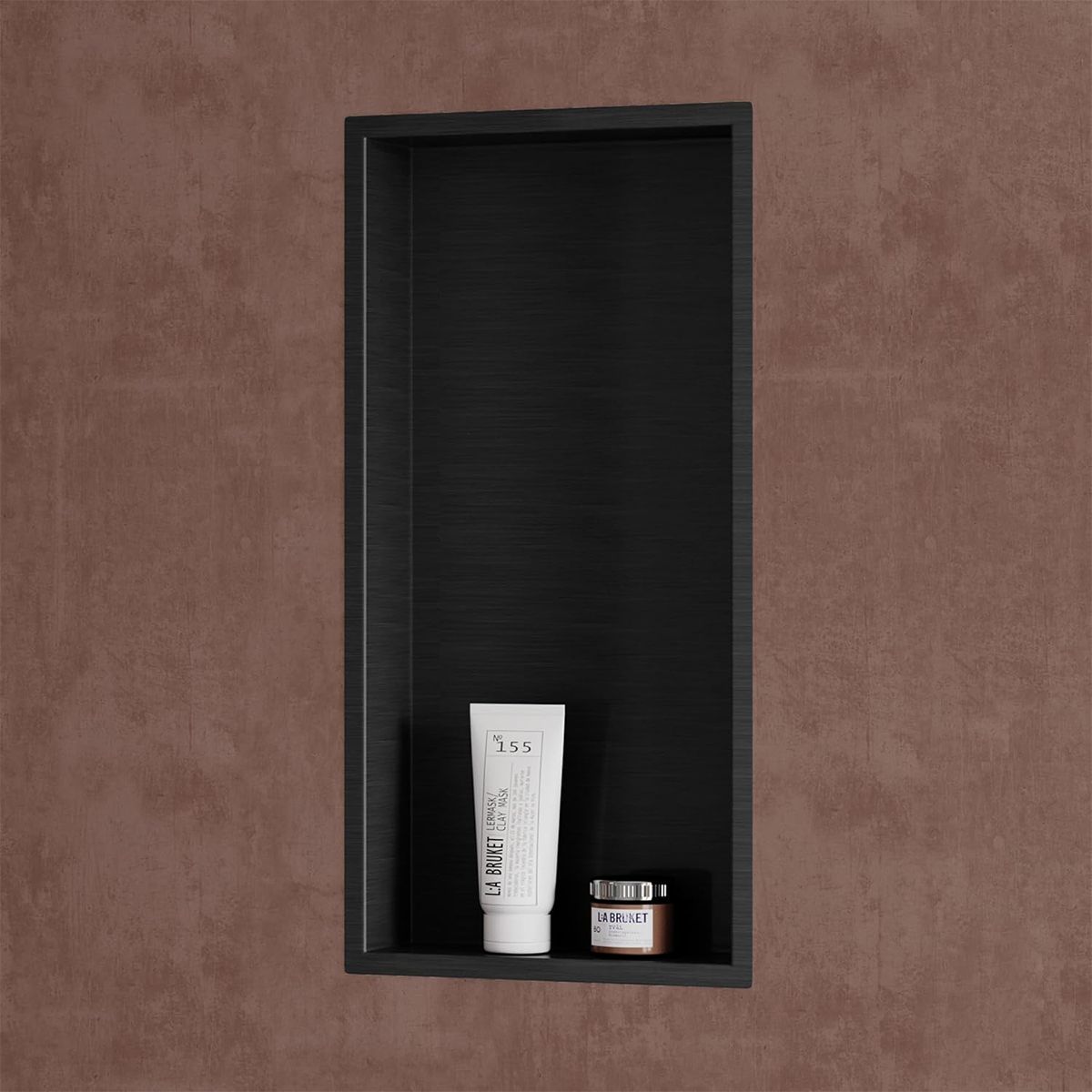 Nisa de dus, raft incastrat in perete, otel, 30x30 sau 60x30, Negru Mat, Flux