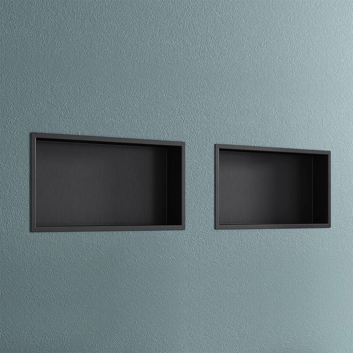 Nisa de dus, raft incastrat in perete, otel, 30x30 sau 60x30, Negru Mat, Flux