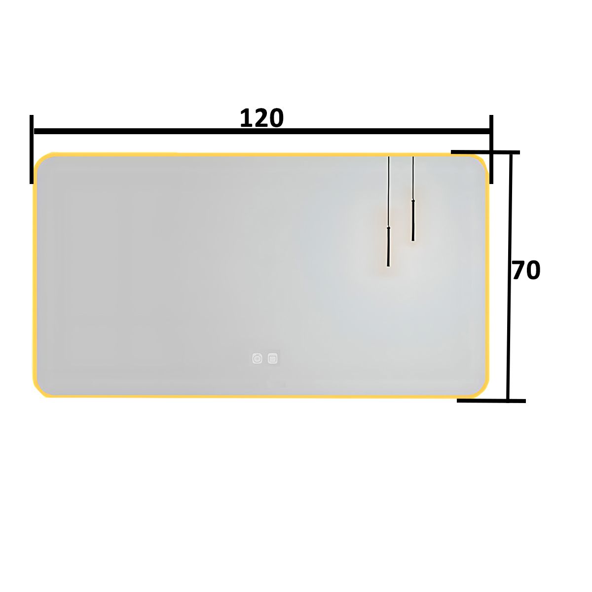 Oglinda Led, Cadru auriu, Dezaburire, Buton Touch, 3 Culori, Intensitate reglabila, dimensiuni 60-70x80-150 cm, Feliz