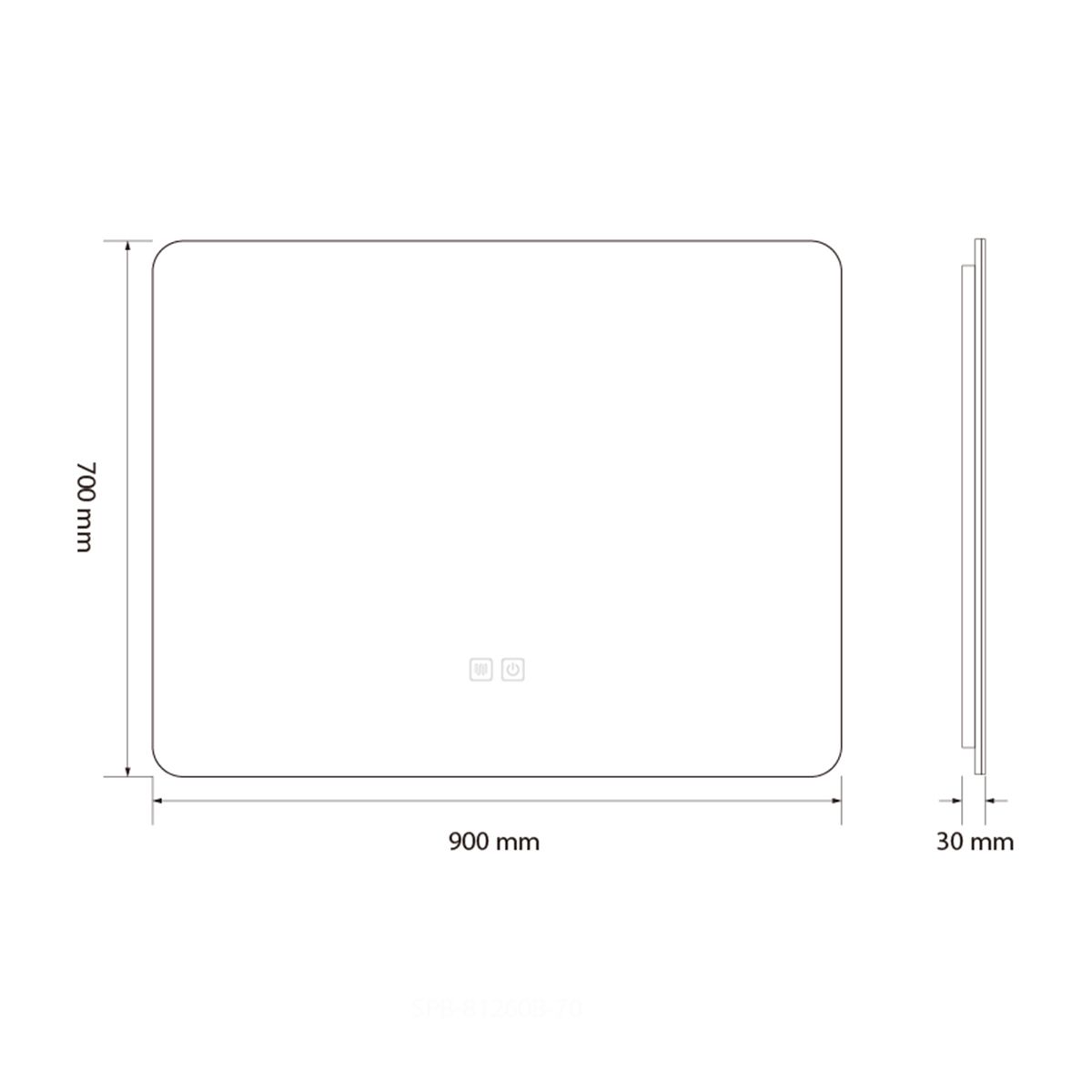 Oglinda Led, Cadru negru, Dezaburire, Buton Touch, 3 Culori, Intensitate reglabila, dimensiuni 60-70x80-90-150 cm, Feliz