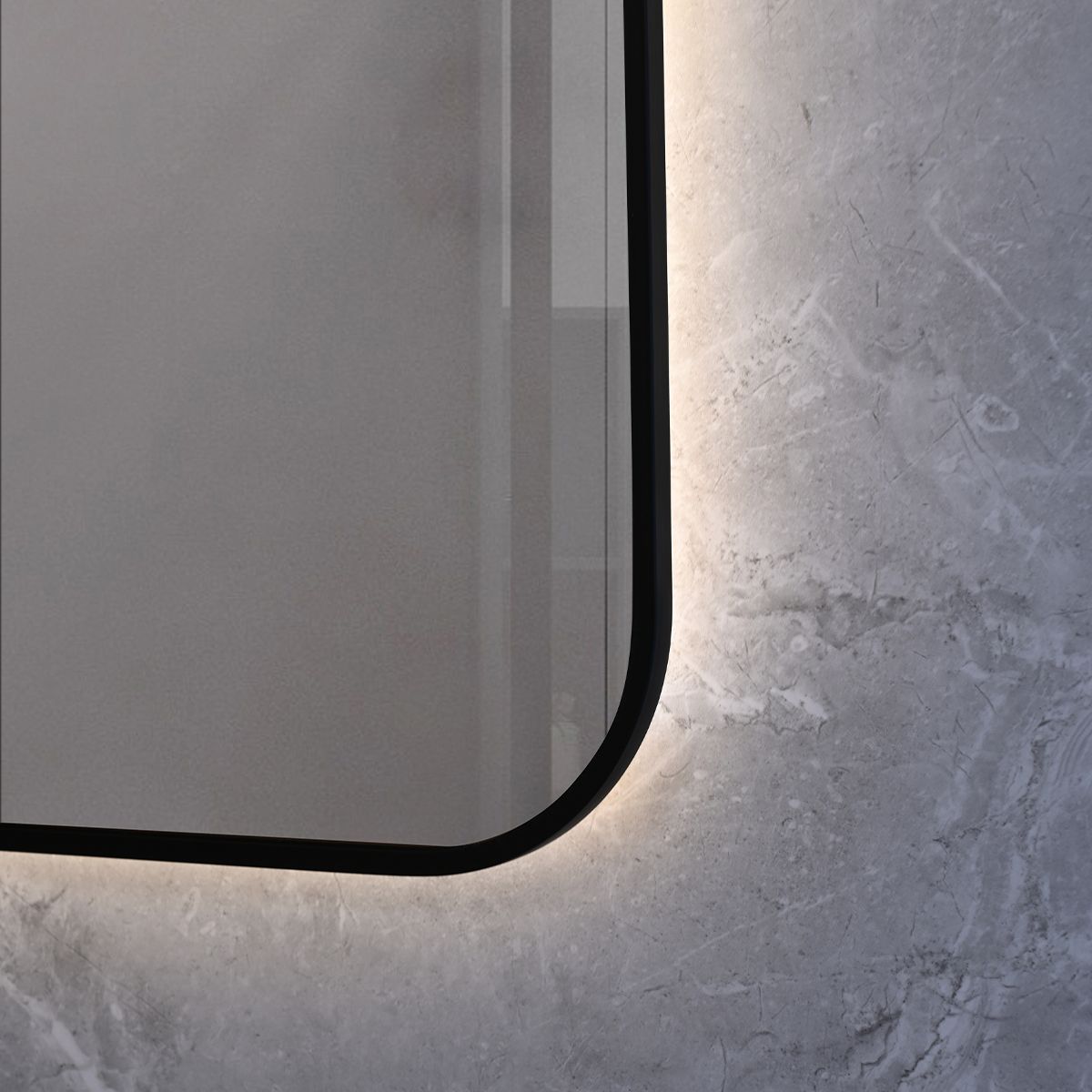 Oglinda Led, Cadru negru, Dezaburire, Buton Touch, 3 Culori, Intensitate reglabila, dimensiuni 60-70x80-90-150 cm, Feliz