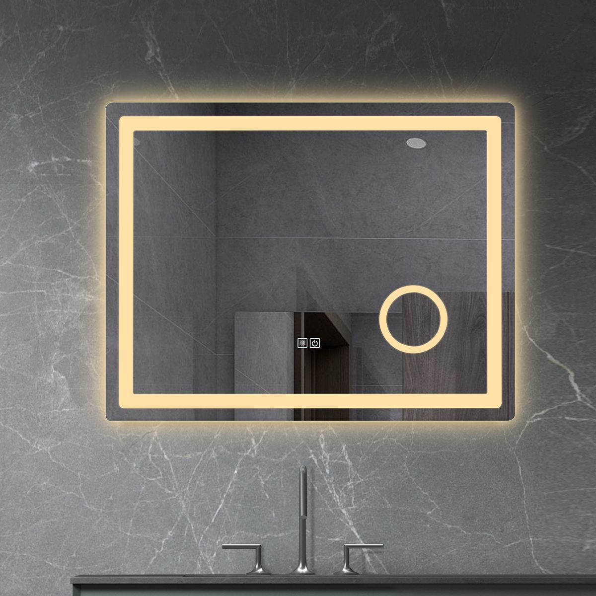 Oglinda Led, cu Lupa cosmetica, Dezaburire, Touch, 3 Culori, 5 mm, dimensiuni 70-80 x 60-90-10-120-140 cm, Velora