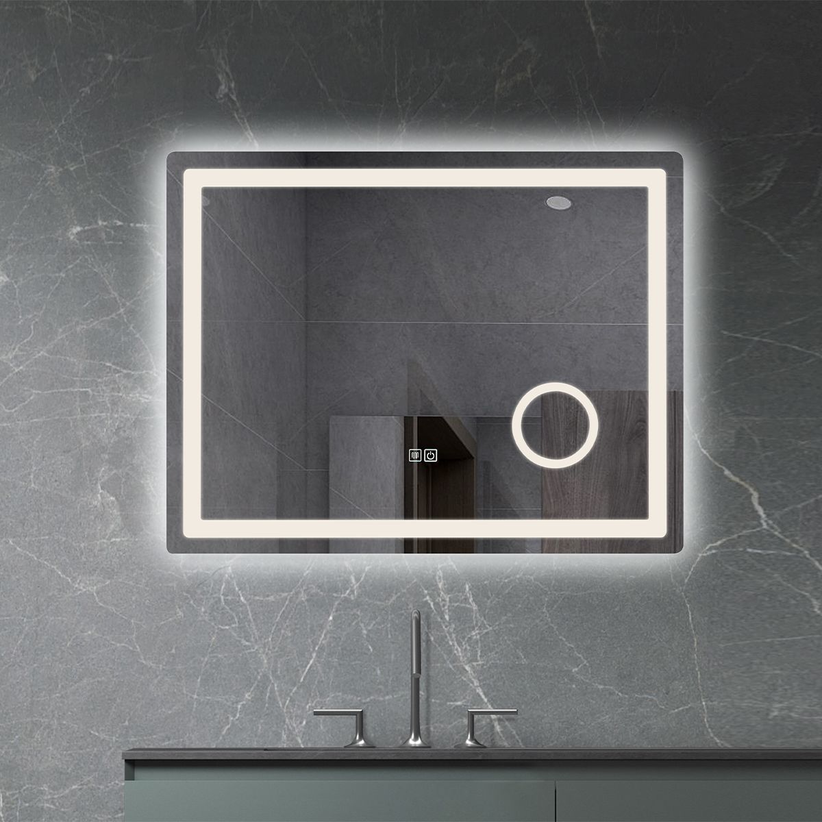 Oglinda Led, cu Lupa cosmetica, Dezaburire, Touch, 3 Culori, 5 mm, dimensiuni 70-80 x 60-90-10-120-140 cm, Velora