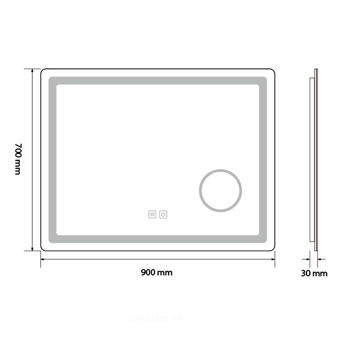 Oglinda Led, cu Lupa cosmetica, Dezaburire, Touch, 3 Culori, 5 mm, dimensiuni 70-80 x 60-90-10-120-140 cm, Velora
