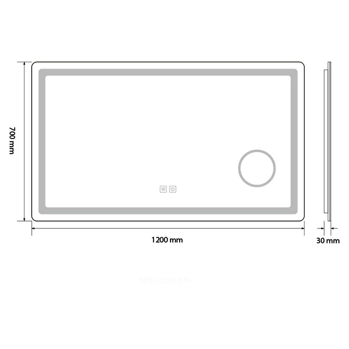 Oglinda Led, cu Lupa cosmetica, Dezaburire, Touch, 3 Culori, 5 mm, dimensiuni 70-80 x 60-90-10-120-140 cm, Velora