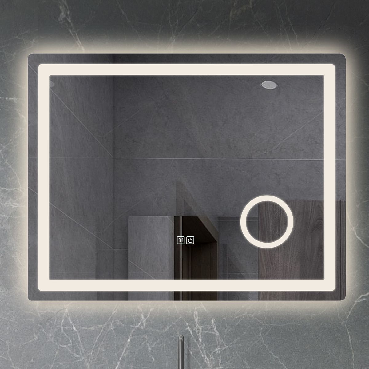 Oglinda Led, cu Lupa cosmetica, Dezaburire, Touch, 3 Culori, 5 mm, dimensiuni 70-80 x 60-90-10-120-140 cm, Velora