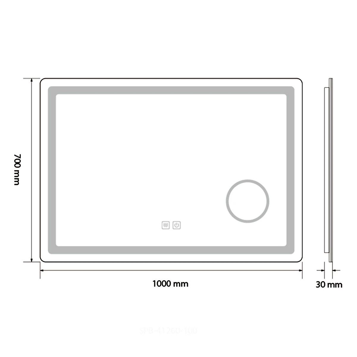 Oglinda Led, cu Lupa cosmetica, Resigilat, Dezaburire, Touch, 3 Culori, 5 mm, dimensiuni 100x70 cm, Velora