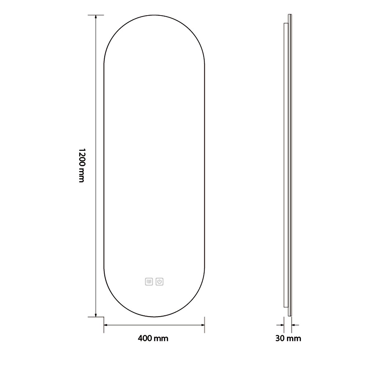 Oglinda Led, Dezaburire, 3 Culori, Touch, 5 mm, cadru ultra-slim negru, dimensiuni 50x100-40x120 cm, Victoria