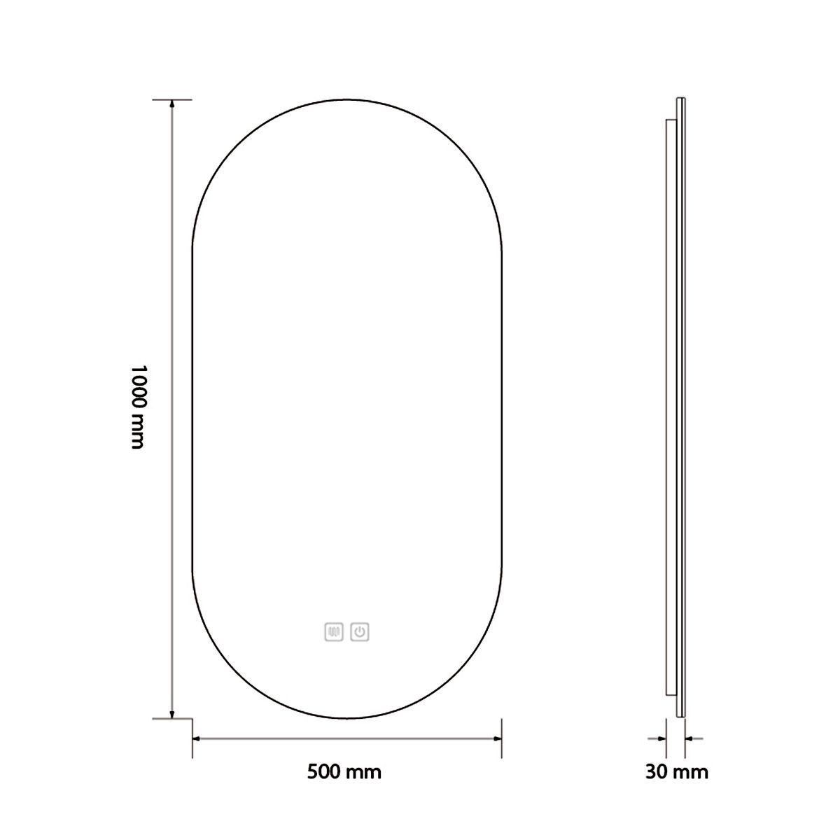 Oglinda Led, Dezaburire, 3 Culori, Touch, 5 mm, cadru ultra-slim auriu, dimensiuni 50x100-40x120 cm, Victoria