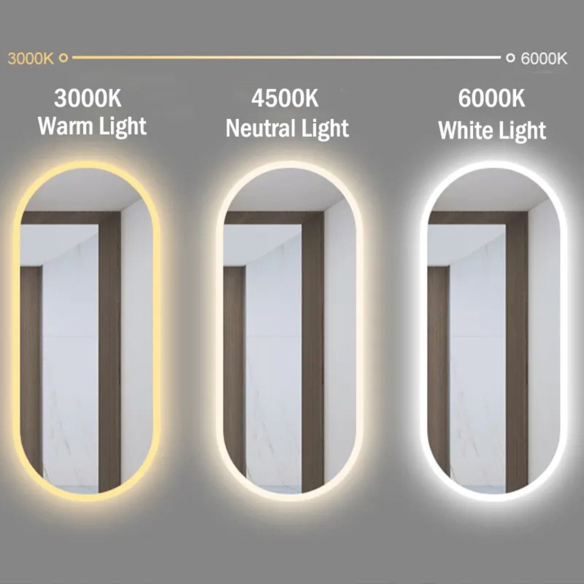 Oglinda Led, Dezaburire, 3 Culori, Touch, 5 mm, cadru ultra-slim auriu, dimensiuni 50x100-40x120 cm, Victoria