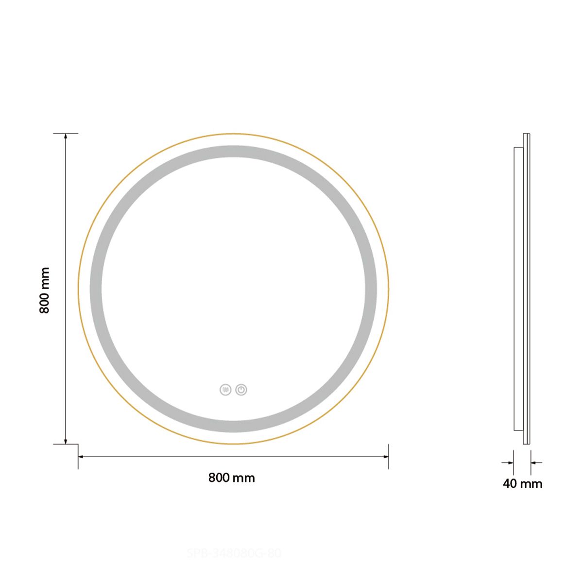 Oglinda Led, Dezaburire, Buton Touch, Cadru auriu, sticla 5 mm, 3 Culori, Intensitate reglabila, dimensiuni 80, 90 cm, Cezara