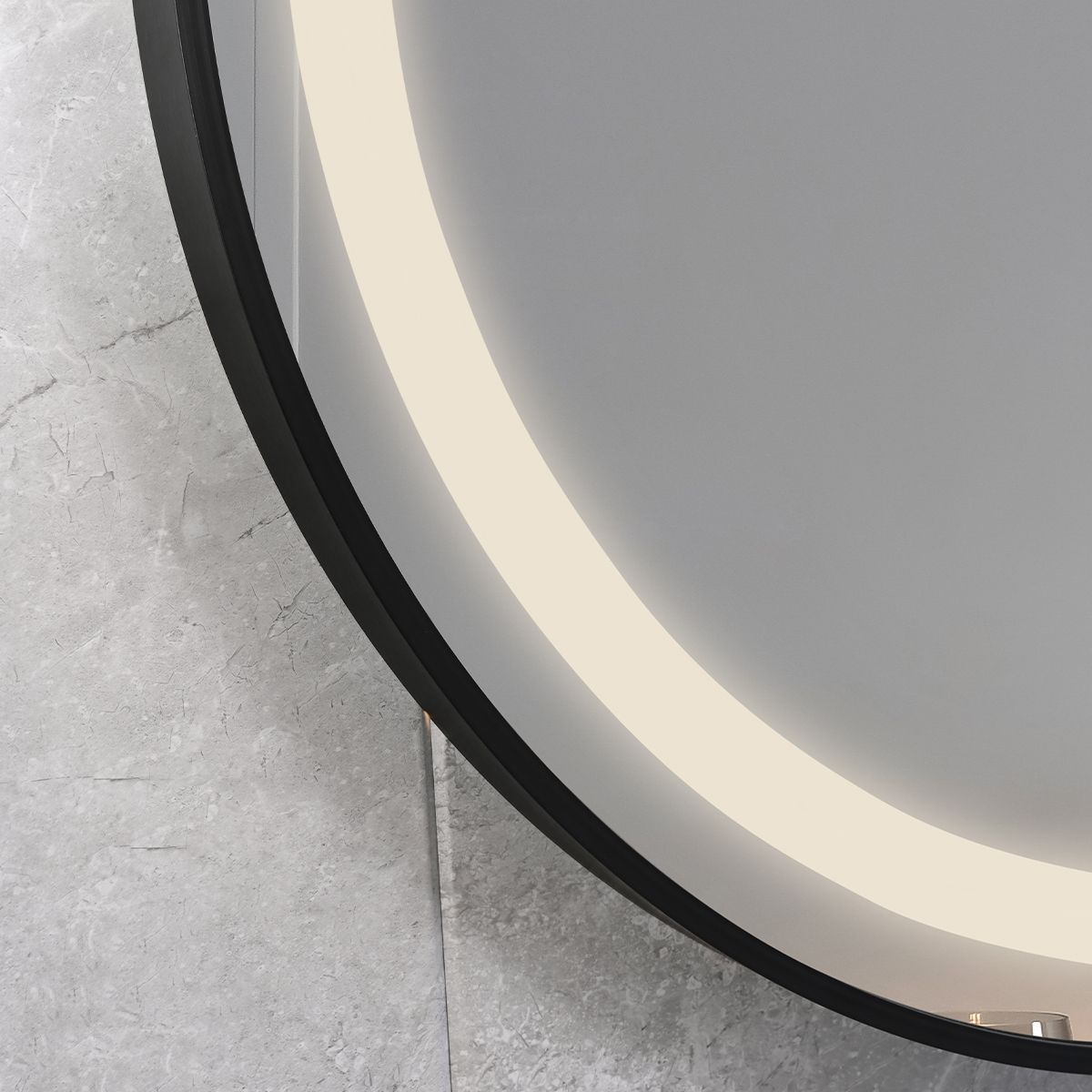 Oglinda Led, Dezaburire, Buton Touch, sticla 5 mm, Cadru negru, 3 Culori, Intensitate reglabila, dimensiuni 80, 90 cm, Cezara