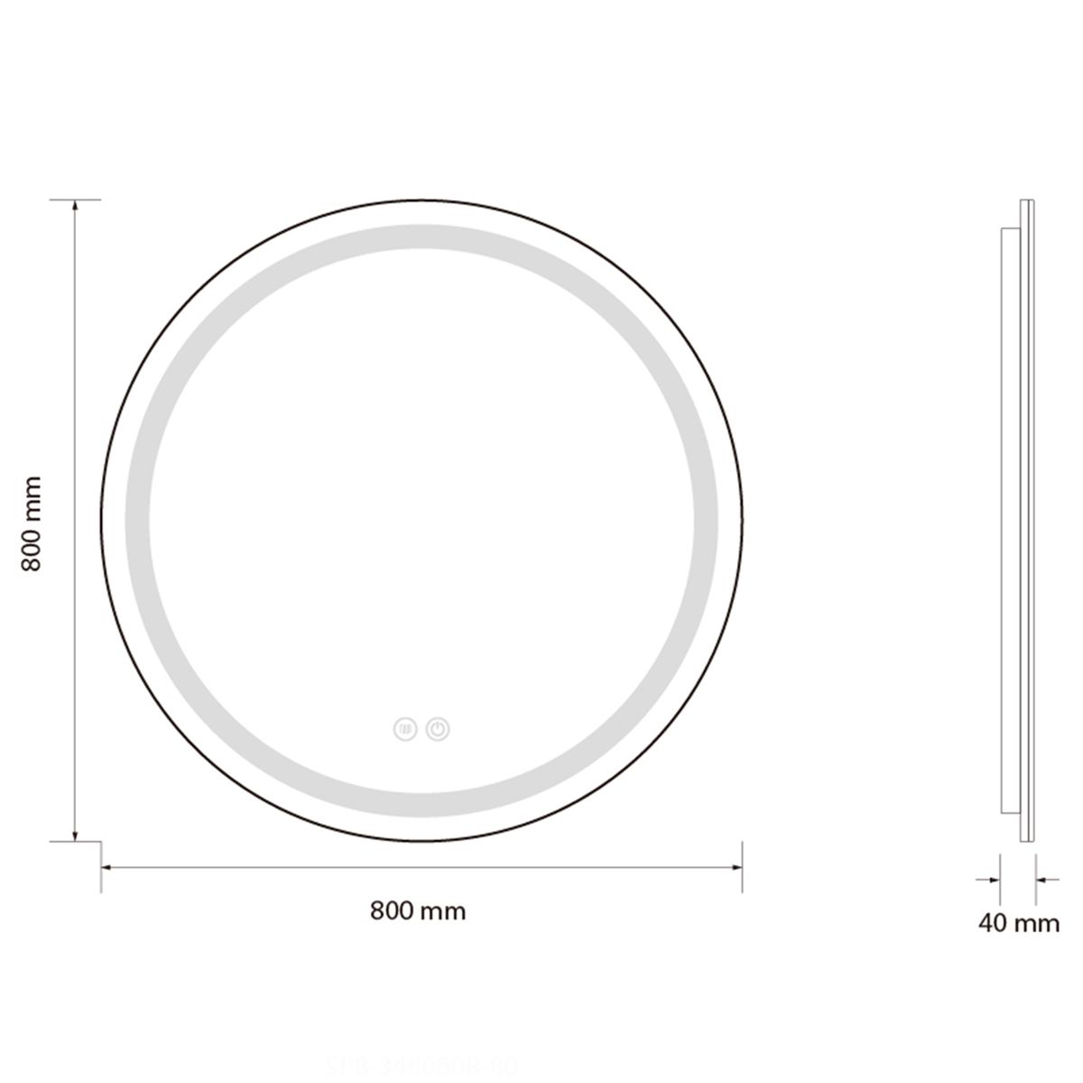 Oglinda Led, Dezaburire, Buton Touch, sticla 5 mm, Cadru negru, 3 Culori, Intensitate reglabila, dimensiuni 80, 90 cm, Cezara