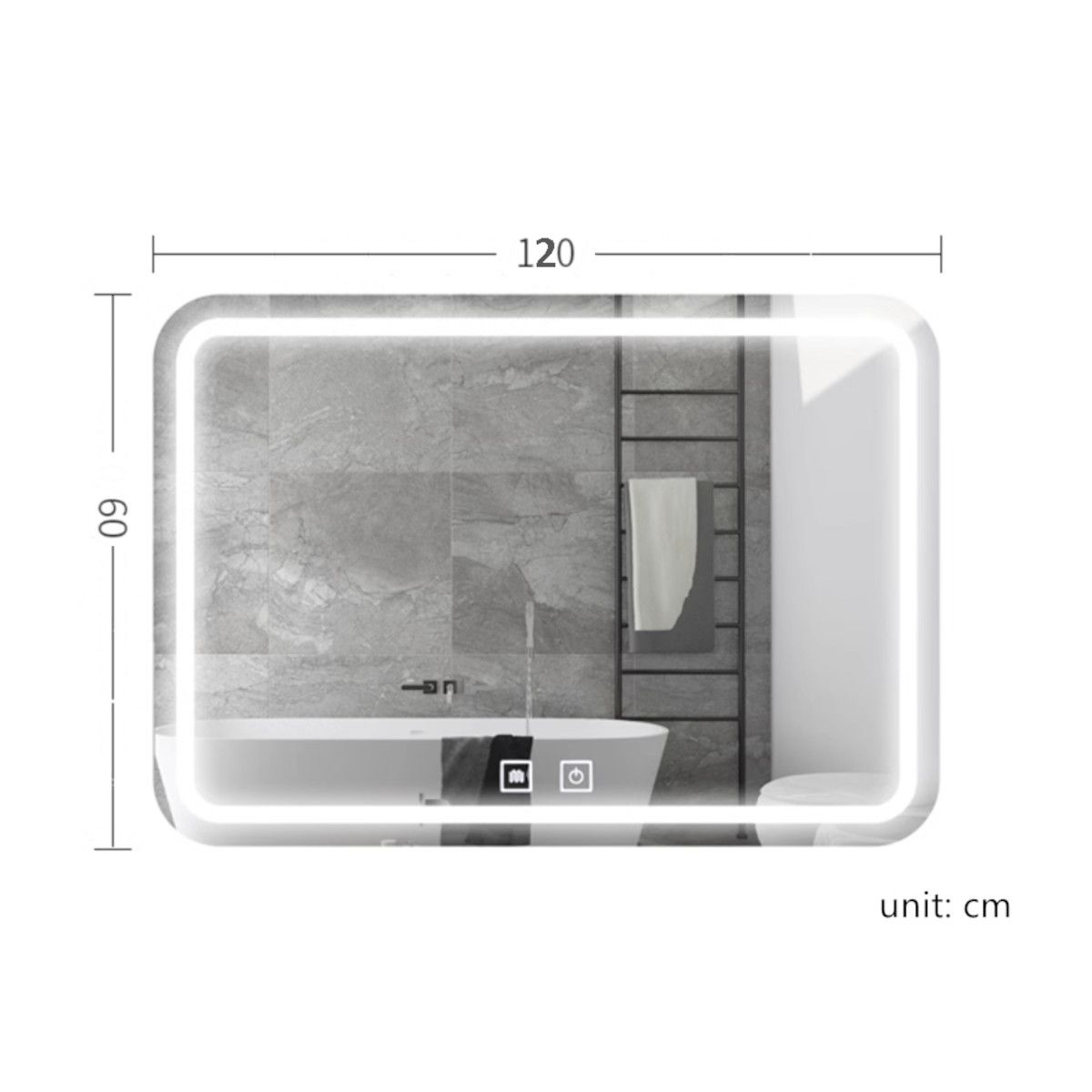 Oglinda Led, Dezaburire si Buton Touch, 3 Culori, Intensitate reglabila, dimensiuni 40-60x60-140 cm, Feliz