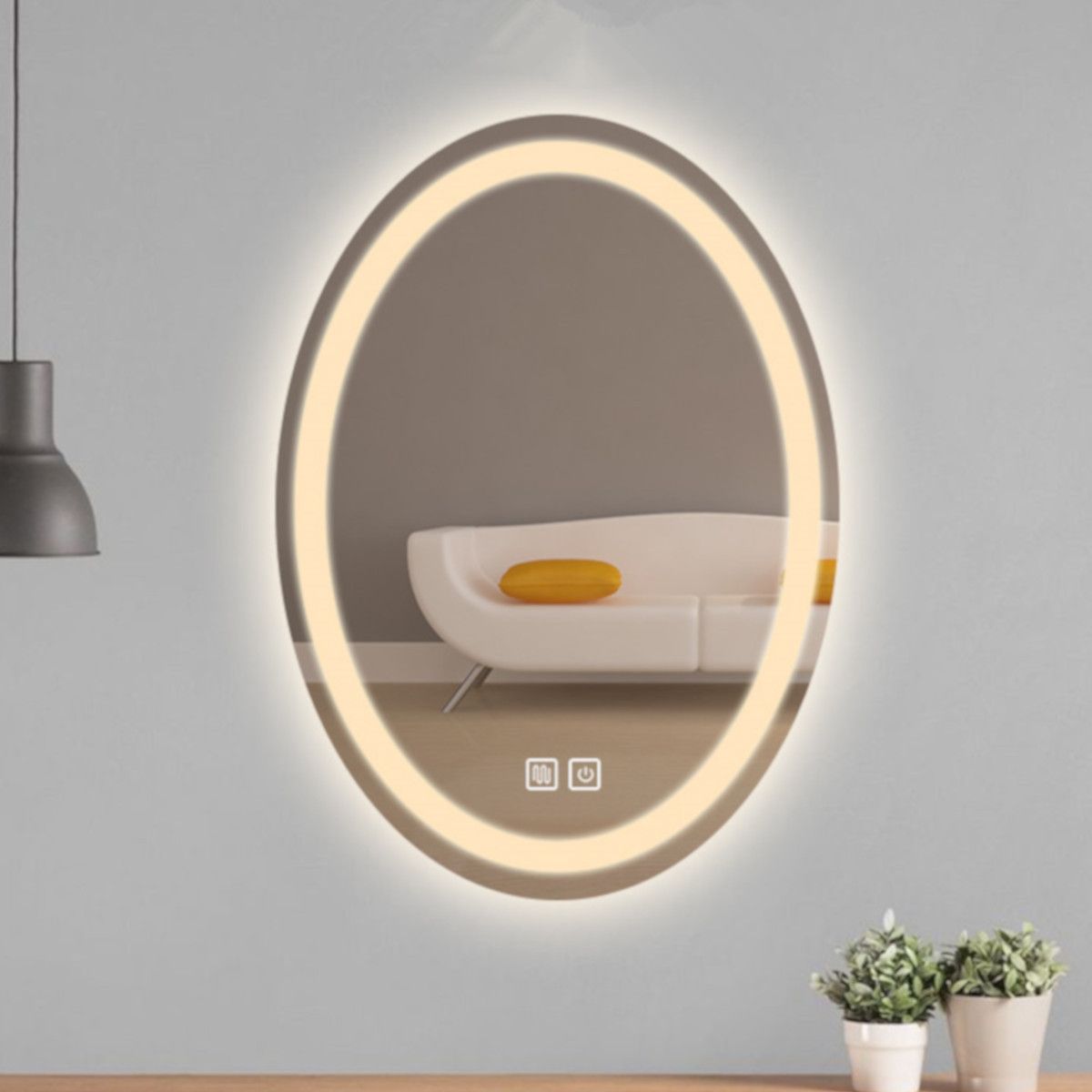 Oglinda Led, Dezaburire si Buton Touch, 3 Culori, Intensitate reglabila, dimensiuni 50-75x70-100 cm, Fiesta