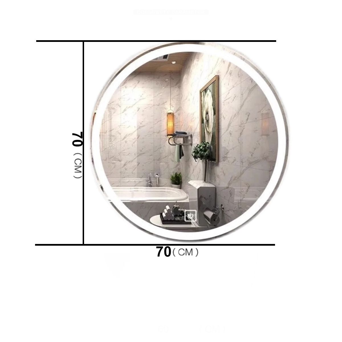 Oglinda Led, Dezaburire si Buton Touch, 3 Culori, Intensitate reglabila, dimensiuni 70, 80, 90 cm, Cezara