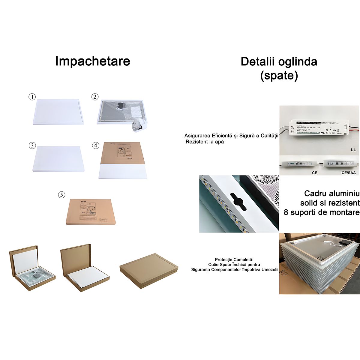 Oglinda Led, Dezaburire si Buton Touch, 5 mm, 3 Culori, Intensitate reglabila, dimensiuni de 60x80 si 70x100 cm, Fiore
